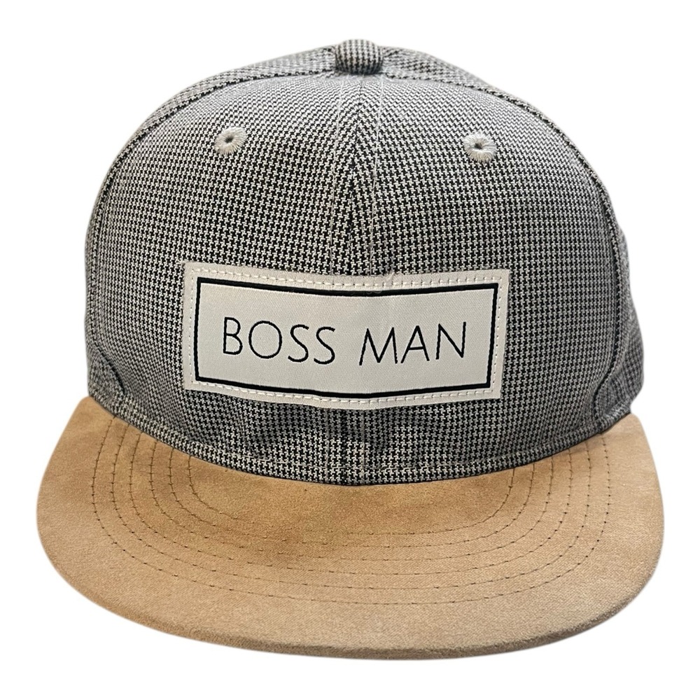 Littlest Prince Gray "Boss Man" Flat Suede Brim Cap Hat Adjustable Snap Size Med